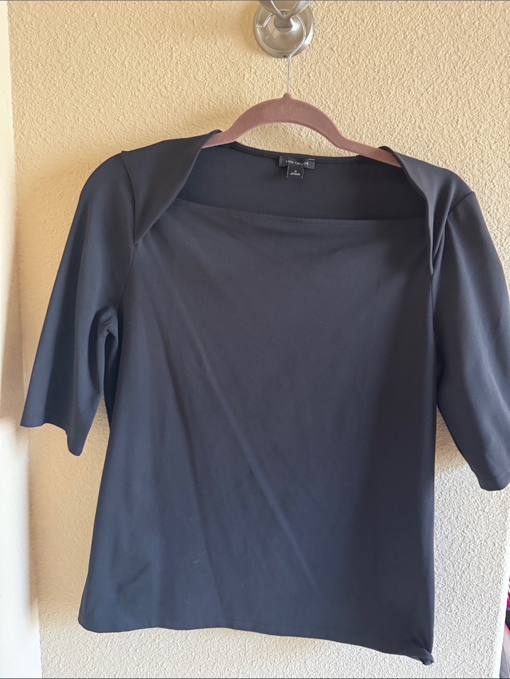 Ann Taylor Black Square-Neck Short Sleeve Tee
